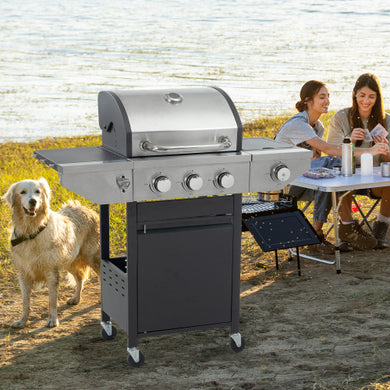 3-Burner Propane Gas Grill with Side Burner – 37,000 BTU