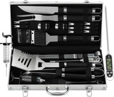Grilljoy 24-Piece BBQ Tool Set with Thermometer & Injector