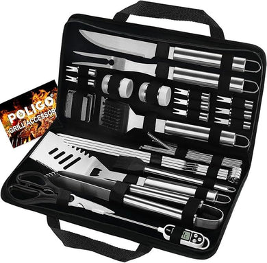 POLIGO 29-Piece BBQ Grill Set – Stainless Steel Tools with Storage Bag