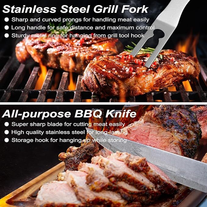 POLIGO 29-Piece BBQ Grill Set – Stainless Steel Tools with Storage Bag