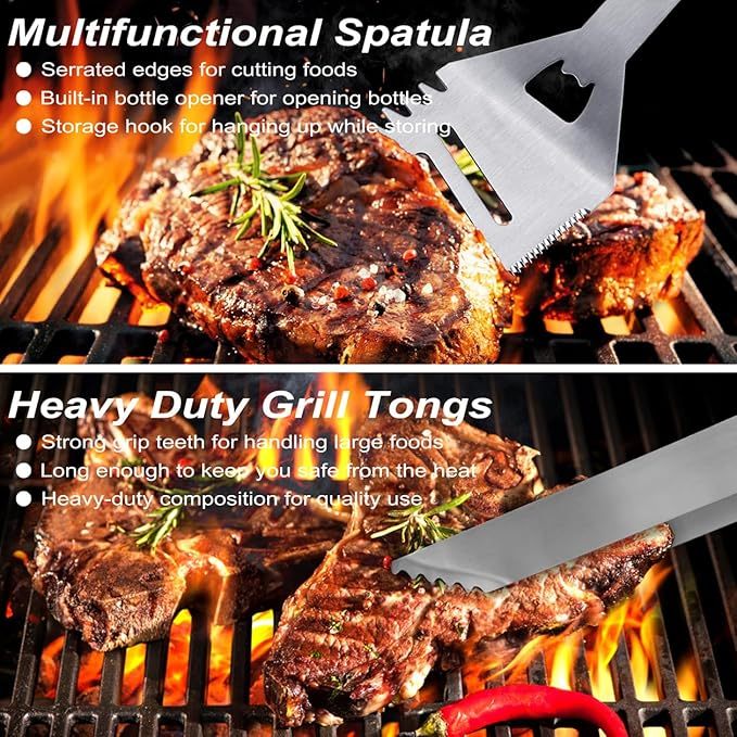 POLIGO 29-Piece BBQ Grill Set – Stainless Steel Tools with Storage Bag