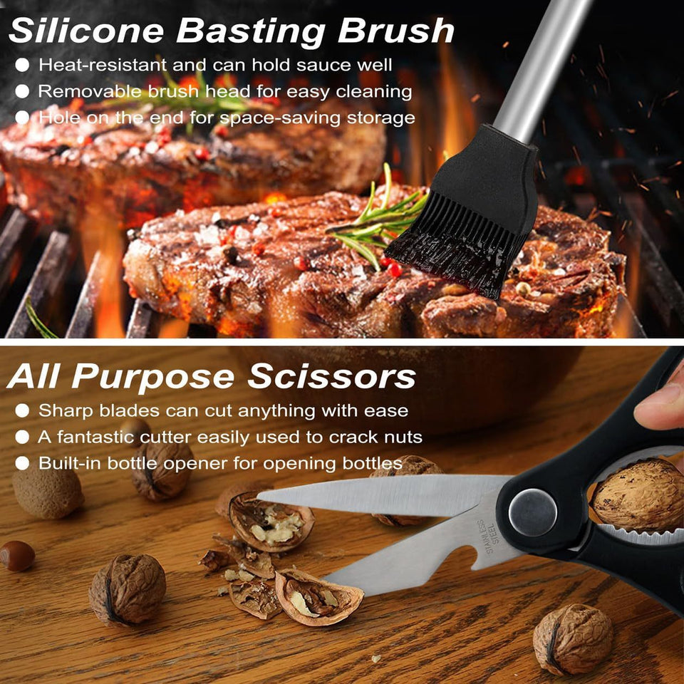POLIGO 29-Piece BBQ Grill Set – Stainless Steel Tools with Storage Bag