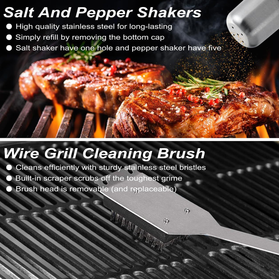 POLIGO 29-Piece BBQ Grill Set – Stainless Steel Tools with Storage Bag