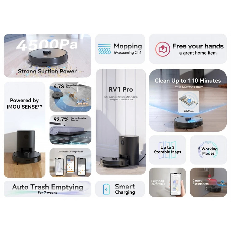 IMOU RV1 Pro Lagerbare Karten Roboter Staubsauger Roboter