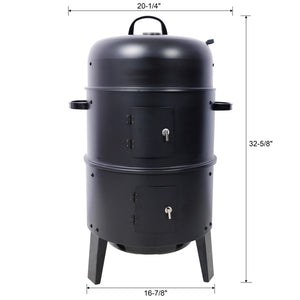 16-Inch Charcoal Smoked Vertical Grill – Portable Outdoor Smoker