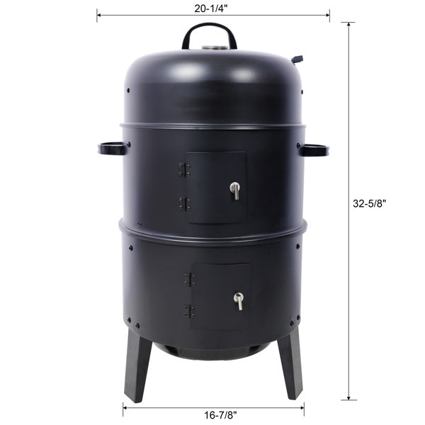 16-Inch Charcoal Smoked Vertical Grill – Portable Outdoor Smoker