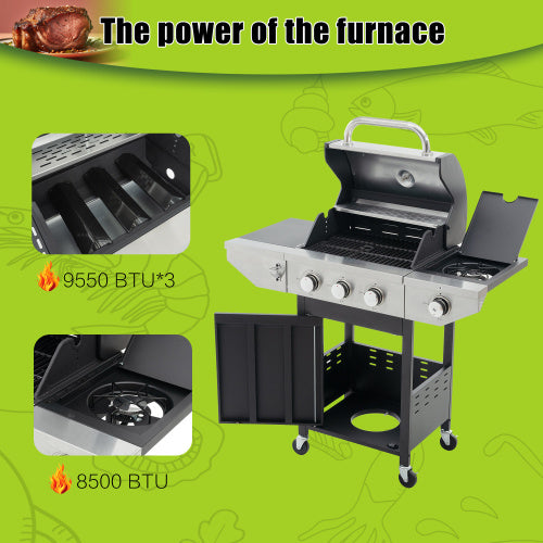 3-Burner Propane Gas Grill with Side Burner – 37,000 BTU