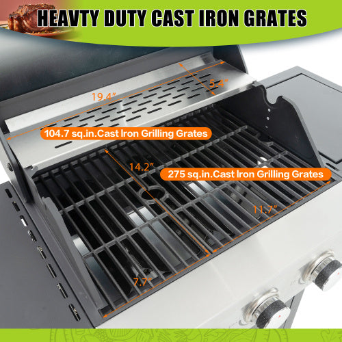 3-Burner Propane Gas Grill with Side Burner – 37,000 BTU