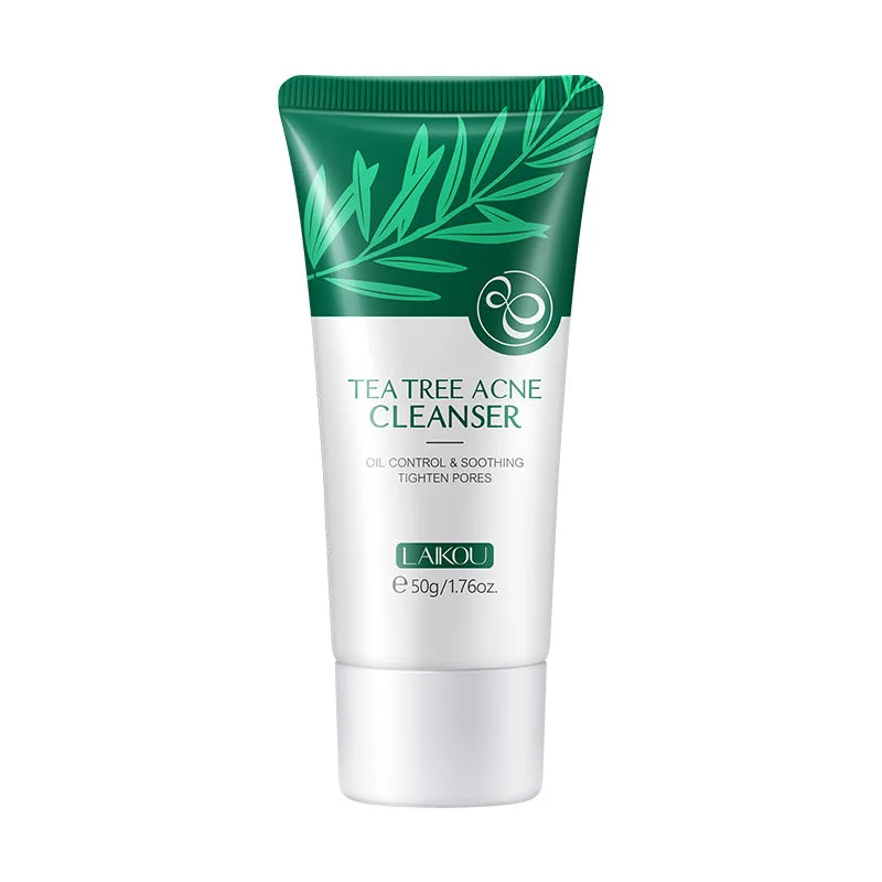 LAlKOU Tea Tree Cleanser Gentle Acne Treatment Blackhead Cleaner Shrink Pore Deep Clean Oil Control Moisturizing Face Skin Care