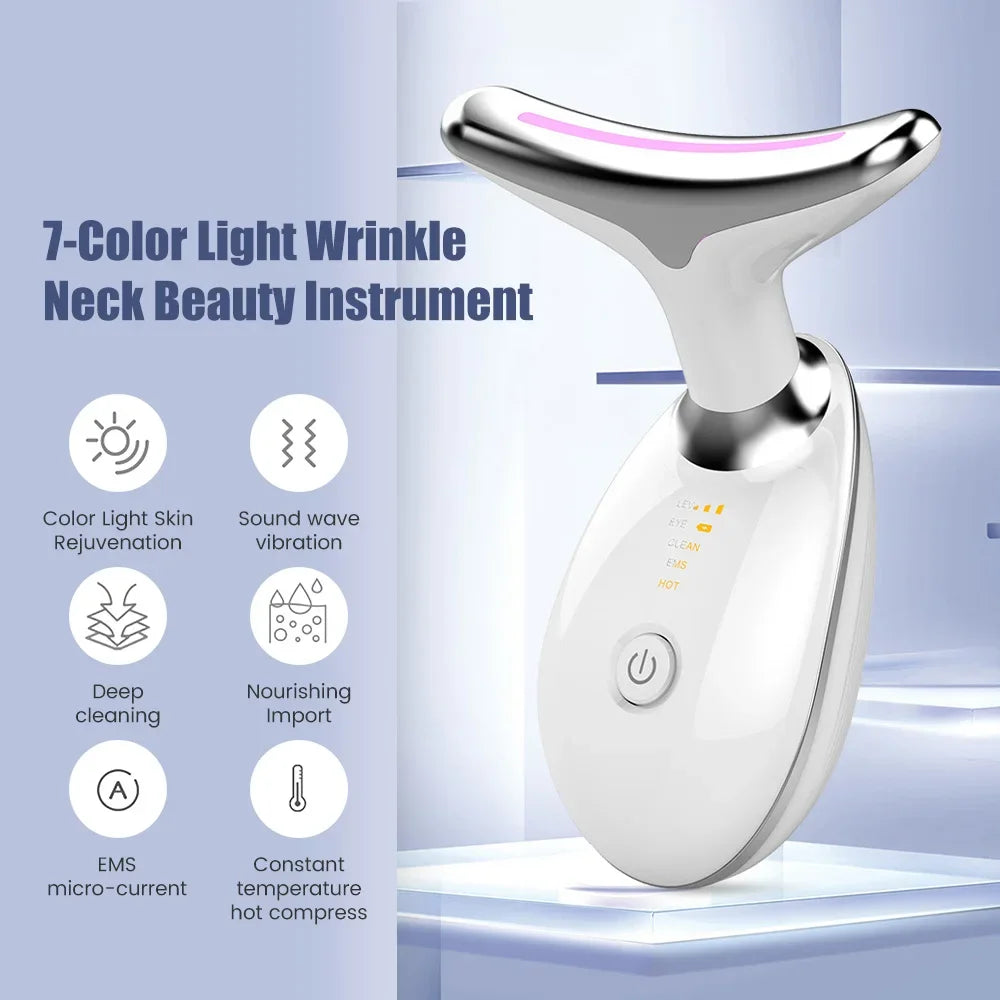 Face Neck Lift Beauty Device EMS Facial Massager LED Light Therapy Double Chin Remover Skin Rejuvenation Tightening Anti Wrinkle