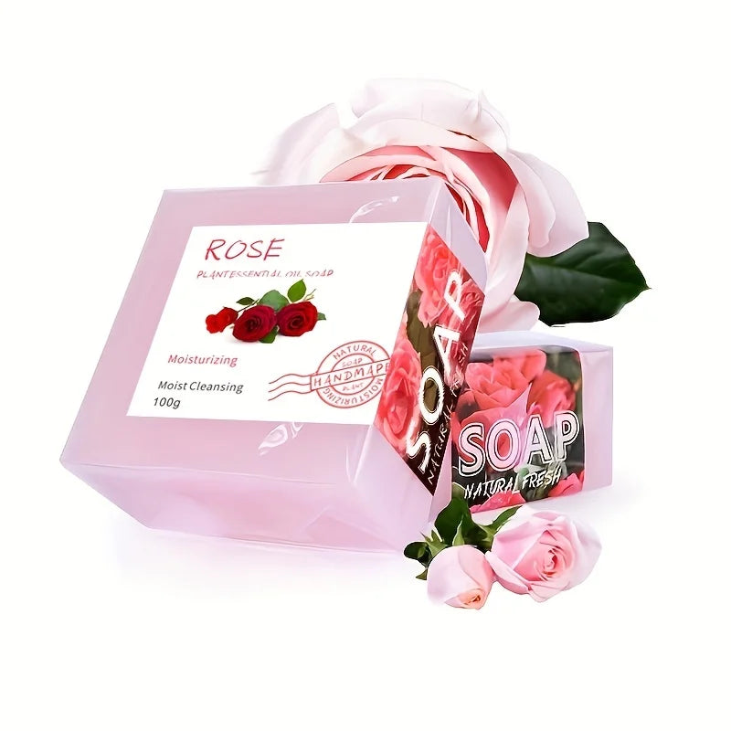 Handmade Rose Soap – Rich Lather for Deep Cleansing, Hydrating & Purifying with Essential Oils 1pcs x 100g