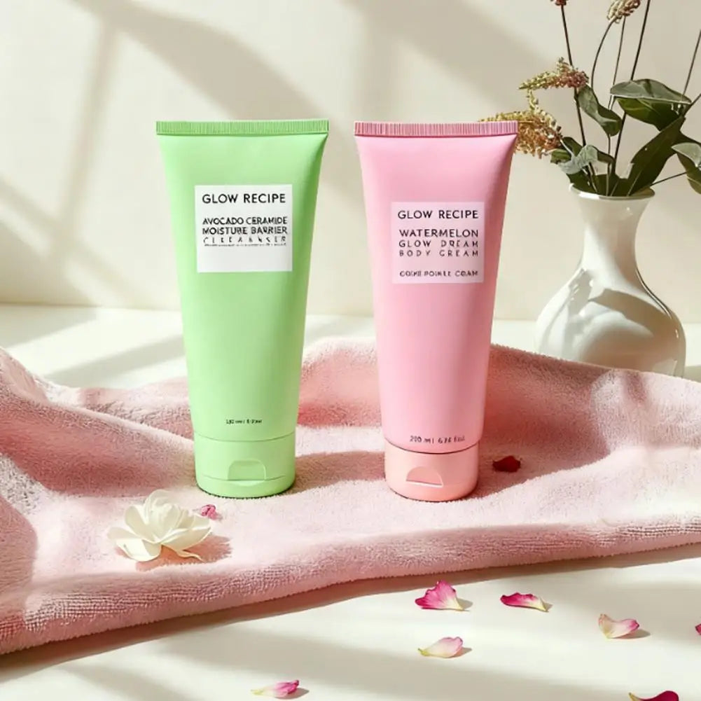 Glow Recipe Avocado Cleanser 150ml & Watermelon Body Cream 200ml - Moisturizing Barrier, Gentle Facial Body Skincare