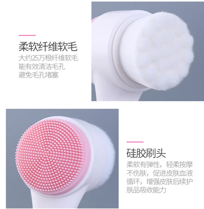 Silicone Face Cleansing Brush Double-Sided Facial Cleanser Blackhead Removal Pore Cleaner Exfoliator Face Scrub Skin Care Tool