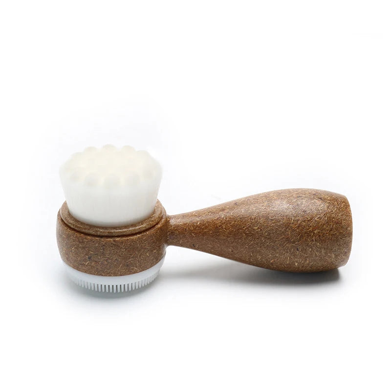 Coconut Shred Handle Double-Sided Facial Cleanser Brush Blackhead Pore Cleaner Exfoliating Beauty Tool