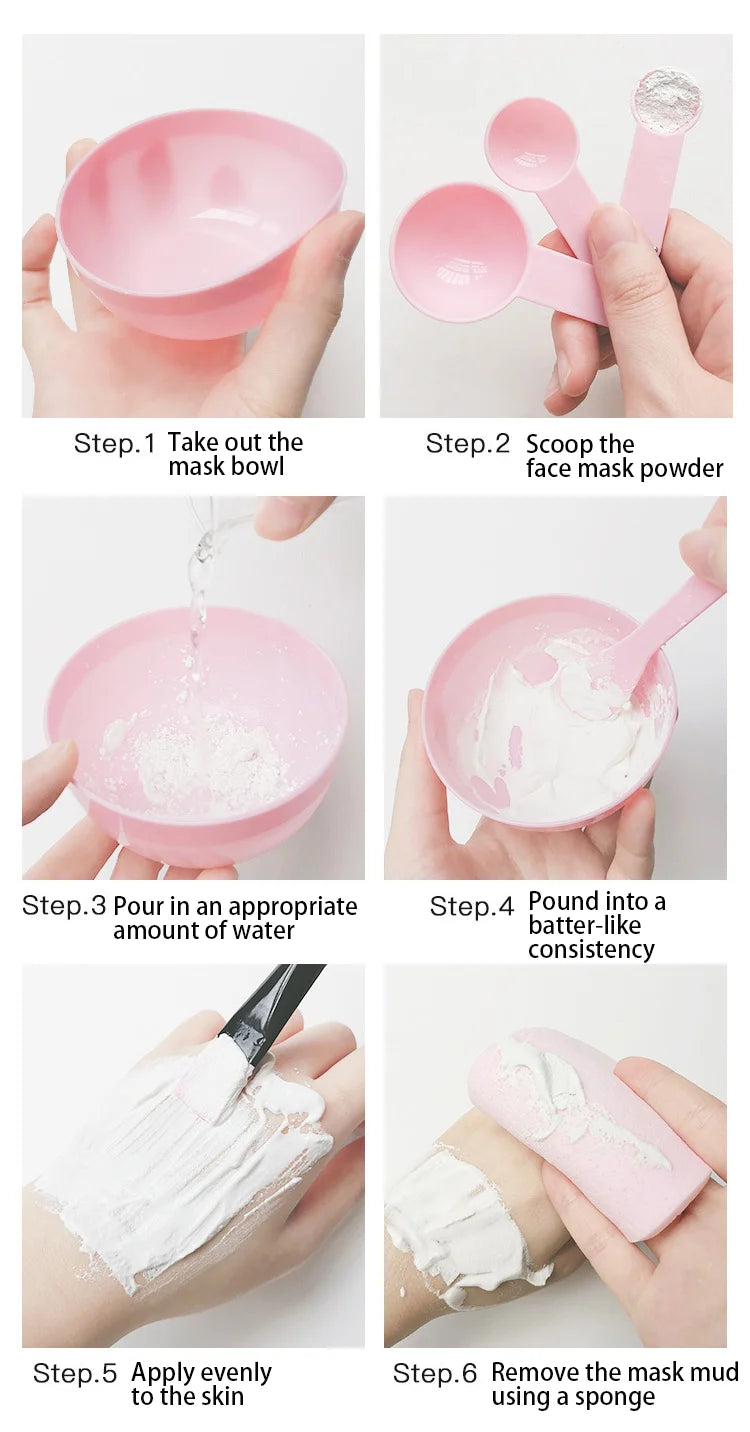 9pcs Pink Mask Bowl Set Facial Mask Full Set of Beauty Tools Mask Brush Bottles Skin Care Tool Kits