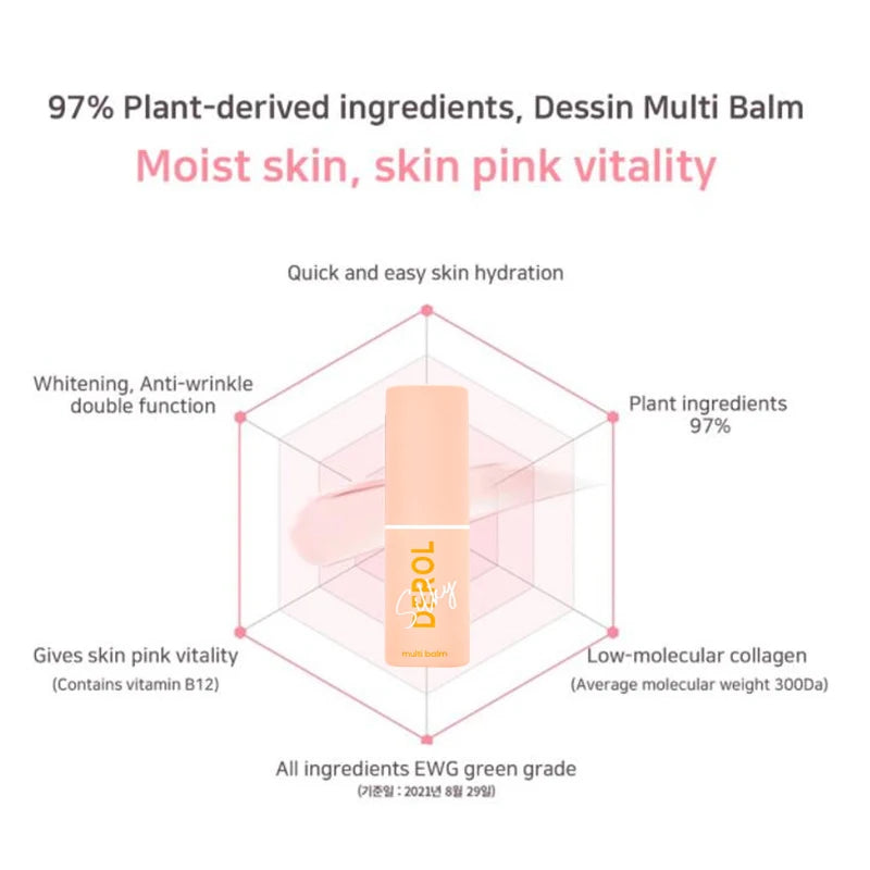 7g Collagen Multi Balm Stick Wrinkle Bounce Anti-Wrinkle Moisturizing Multi Balm Brighten Dull Skin Tone Cream Korean Cosmetics
