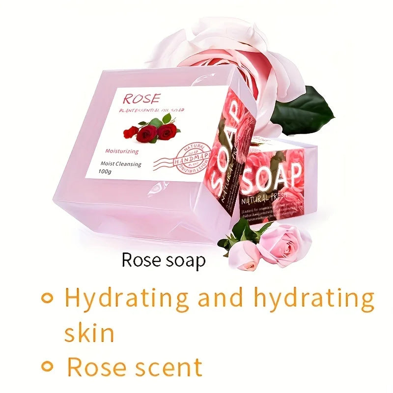 Handmade Rose Soap – Rich Lather for Deep Cleansing, Hydrating & Purifying with Essential Oils 1pcs x 100g