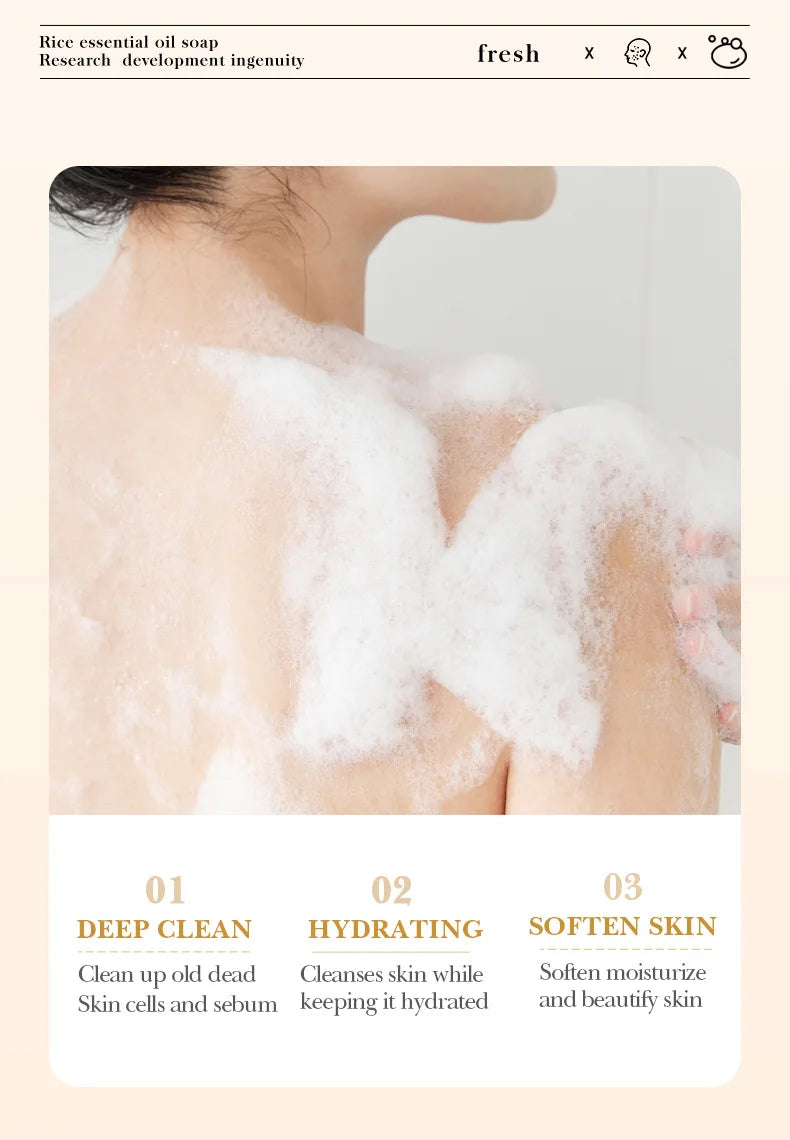 BIOAQUA White Rice Raw Pulp Facial Soap Face Wash Foam Facial Cleanser Moisturizing Oil Control Body Bathing Handmade Soap