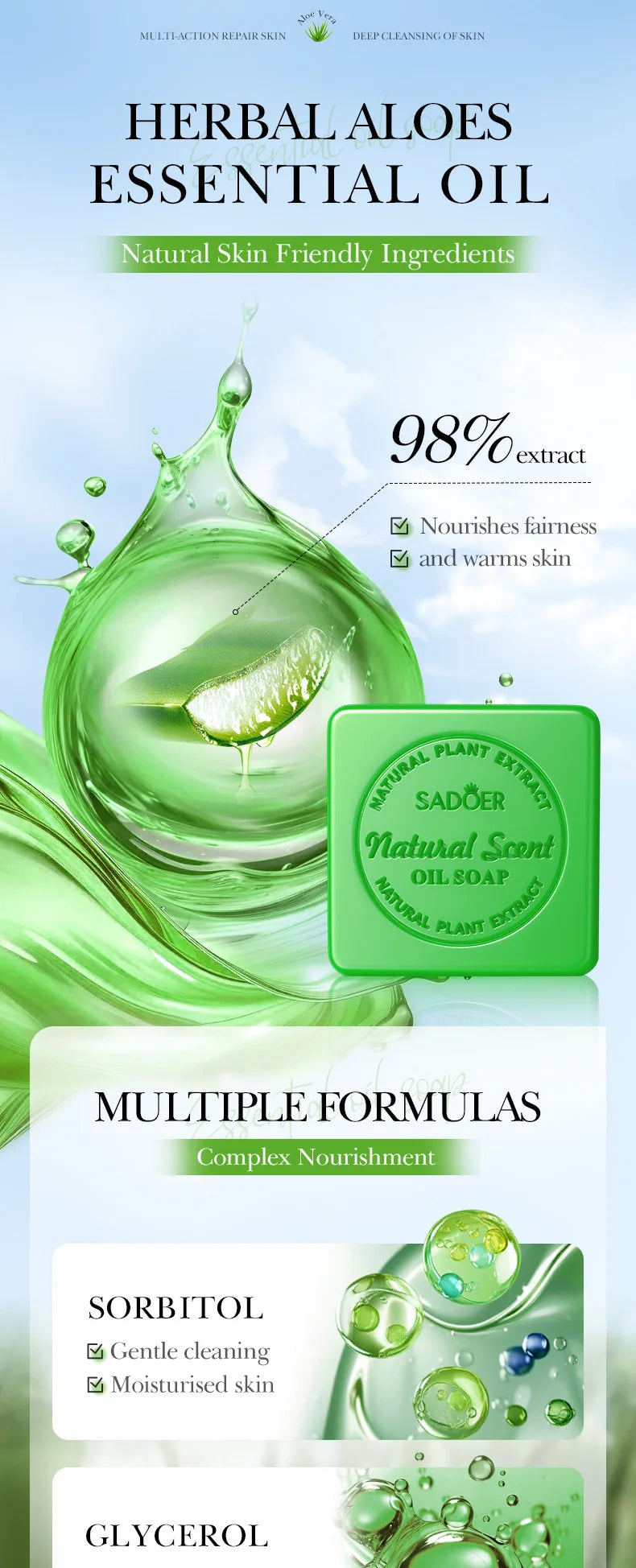 100g Natural Aloe Vera Essential Oil Soap Body Cleaning Leg Body Cleansers Brightening Face Soap Tender Skin Care Beauty