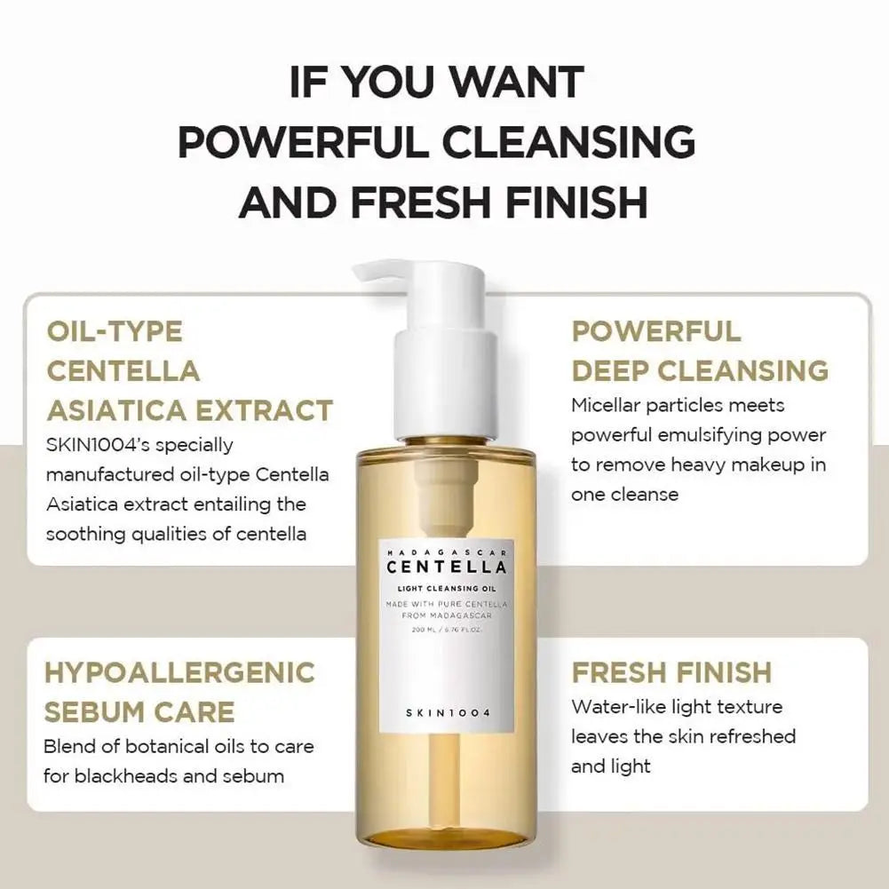Korean Centella Non-Irritating Facial Cleansing Oil - Removes Makeup Purifies Shrinks Pores Deeply Nourishes Skin Skincare