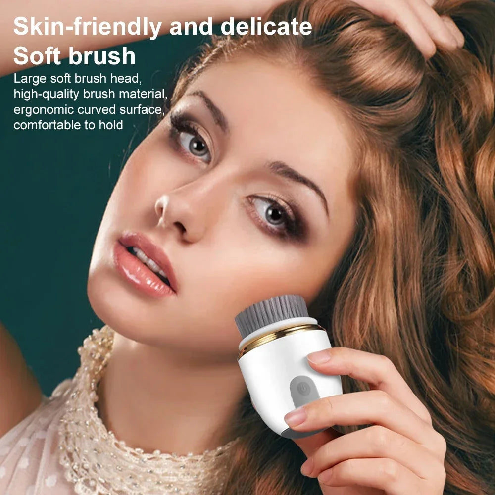 3 in 1 Ultrasonic Facial Cleanser Brush Electric Cleansing Face Brush 360° Rotate Automatic Brush Machine Deep Clean Beauty Tool
