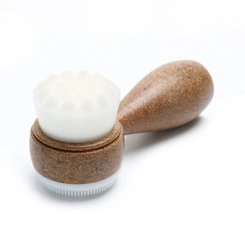 Coconut Shred Handle Double-Sided Facial Cleanser Brush Blackhead Pore Cleaner Exfoliating Beauty Tool