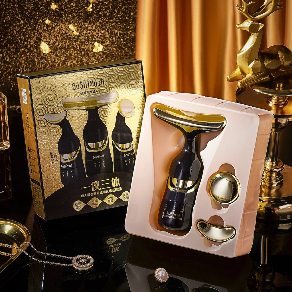 3 in 1 Face Massager Neck Facial Eye Massage Introducer Microcurrent Skin Rejuvenation Anti Aging Beauty Device Wholesale