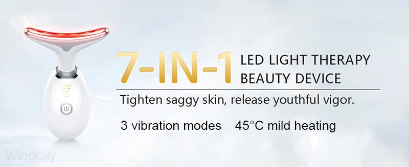 7 Colors LED Neck Face Massager Face Sculpting Tool Skin Rejuvenation Device Facial Lifting Beauty Machine Skin Care Instrument