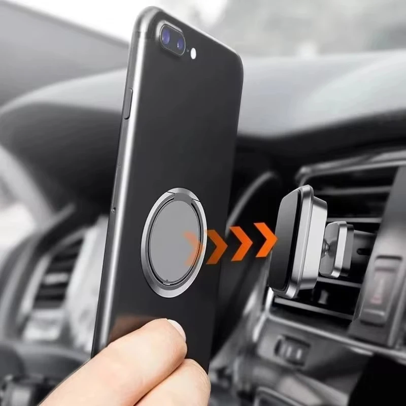 Ultra-Thin Metal Phone Ring Holder – Magnetic Car Mount & Stand